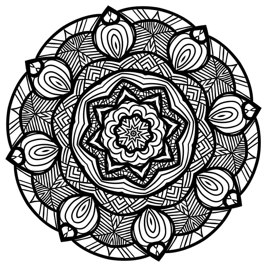 mandala, line art, sort og hvid, mønster, grå kunst, grå mønster