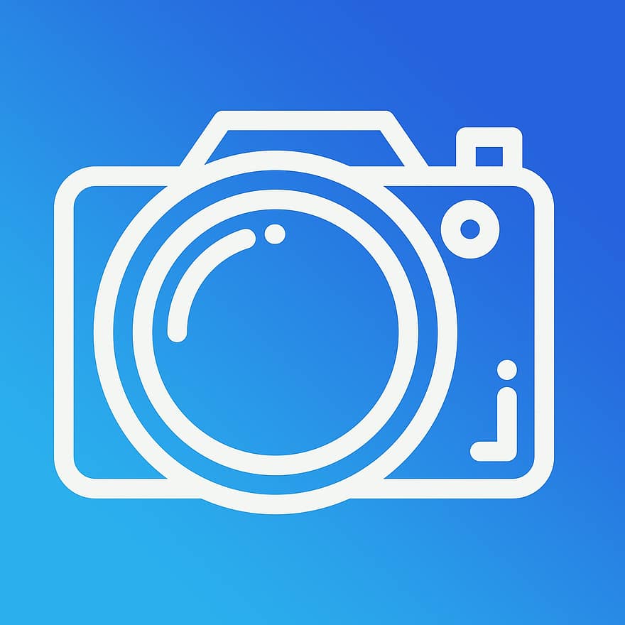 Cámara fotográfica, dslr, fotografía, botón, moderno, dibujar, cámara azul, Fotografía Azul