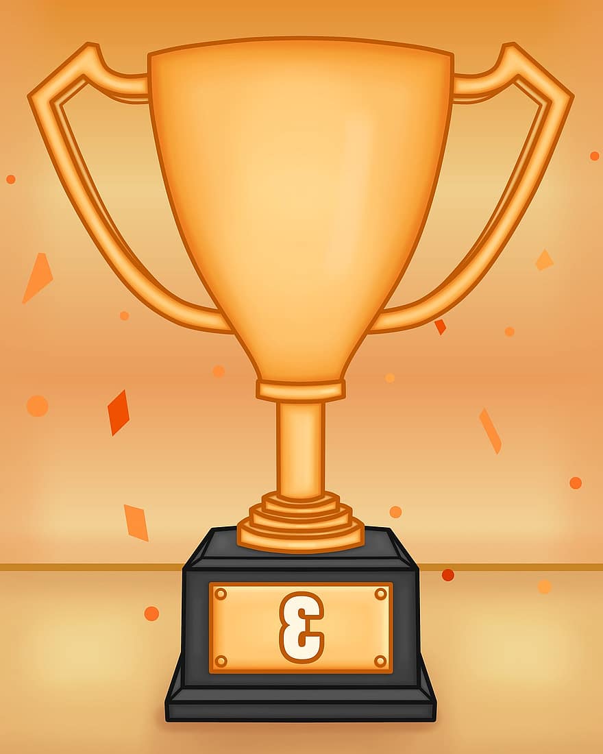 trophée, troisième place, tasse, bronze, gagnant, Trophée de Bronze, icône, prix, réussite, concurrence, fête