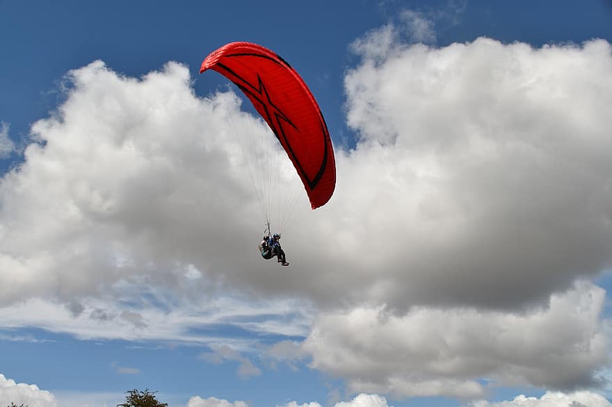 paragliding, paralotnia, figura paralotniarstwa, czerwone Skrzydło, czerwony żagiel, wiatr, termiczny, wolny czas, sport, Meterologia, atmosfera