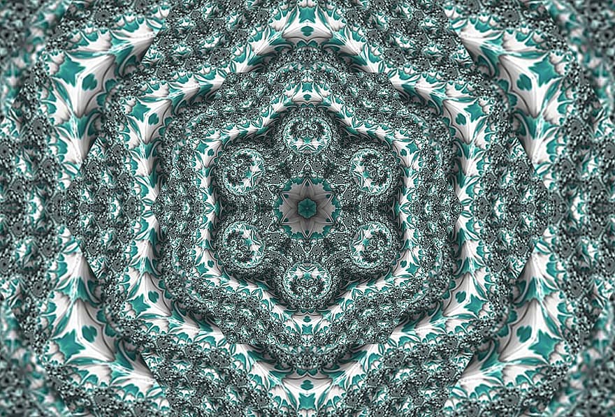 fractales, kaléidoscope, texture, abstrait, vert