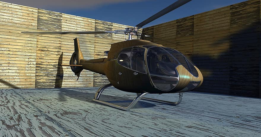 هليكوبتر ، الدوار ، الدوارات ، الطائرات ، مقصورة الطيار ، طيران ، 3D