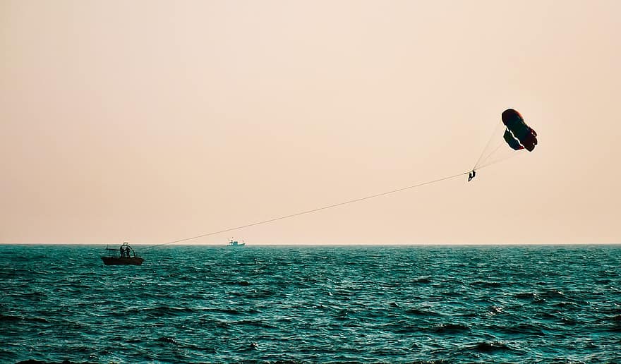 paragliding, padák, kluzáku, dobrodružství, sport, moře, pláž, volný čas, aktivita, nebe, vítr