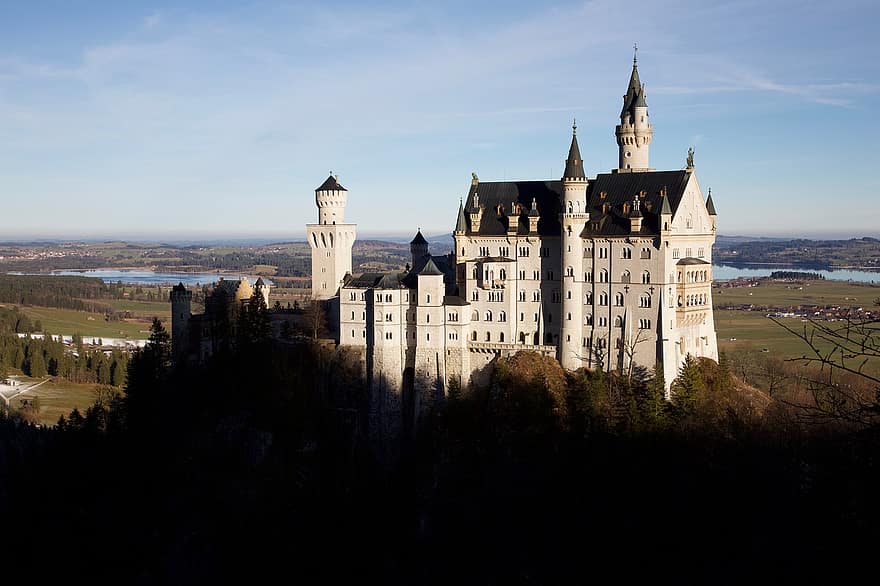 замък, крепост, средновековен, архитектура, Нойшванщайн, Бавария, Германия, Европа, туризъм, исторически
