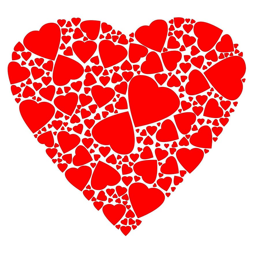 心臓、赤いハート、アウトライン、赤、白、バレンタイン、バレンタインデー、愛、ロマンス、感情、幸福