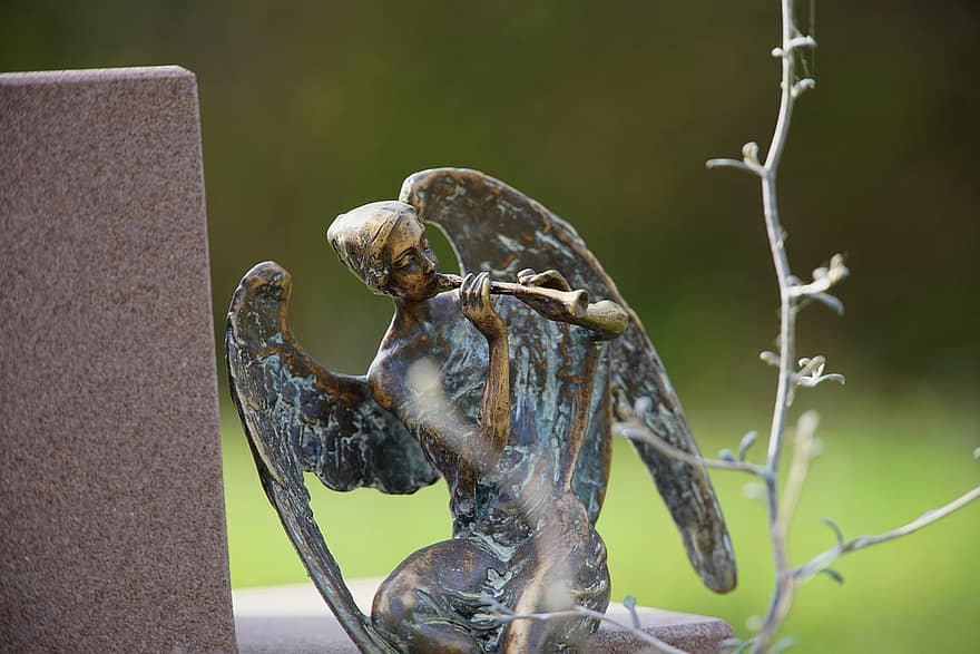 Stone Angel, Statuette, Angel, Bronze Statuette, Sculpture, Cemetery, Grave