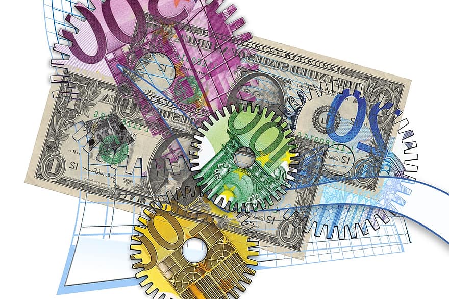 eurų, finansuoti, valiuta, doleris, pinigų, mokėti, sąskaitos, dolerio kupiūra, sąskaitą, popieriniai pinigai, euro ženklas