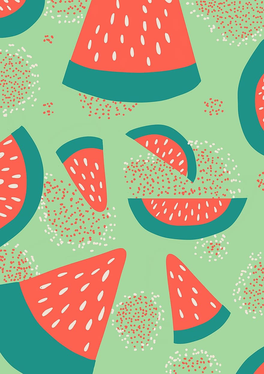 mønster, prikker, design, struktur, sommer, vandmelon, grøn