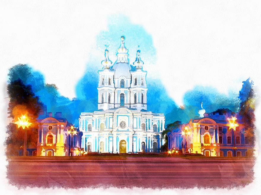 เซนต์ปีเตอร์สเบิร์กรัสเซีย, สีน้ำ, รูป, รัสเซีย, เมือง, ธรรมชาติ