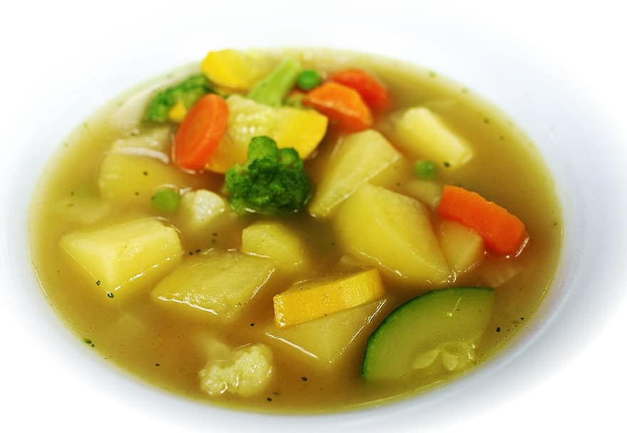 grøntsagssuppe, suppe, veganer, måltid, grøntsager, frokost