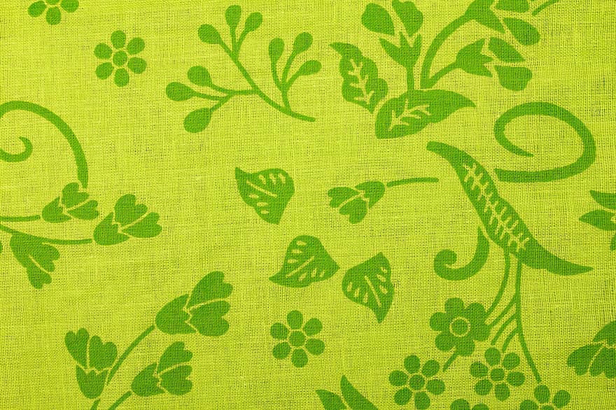 fundo de tecido, fundo floral, fundo verde, tecido, pano, textura, papel de parede, padronizar, origens, folha, abstrato