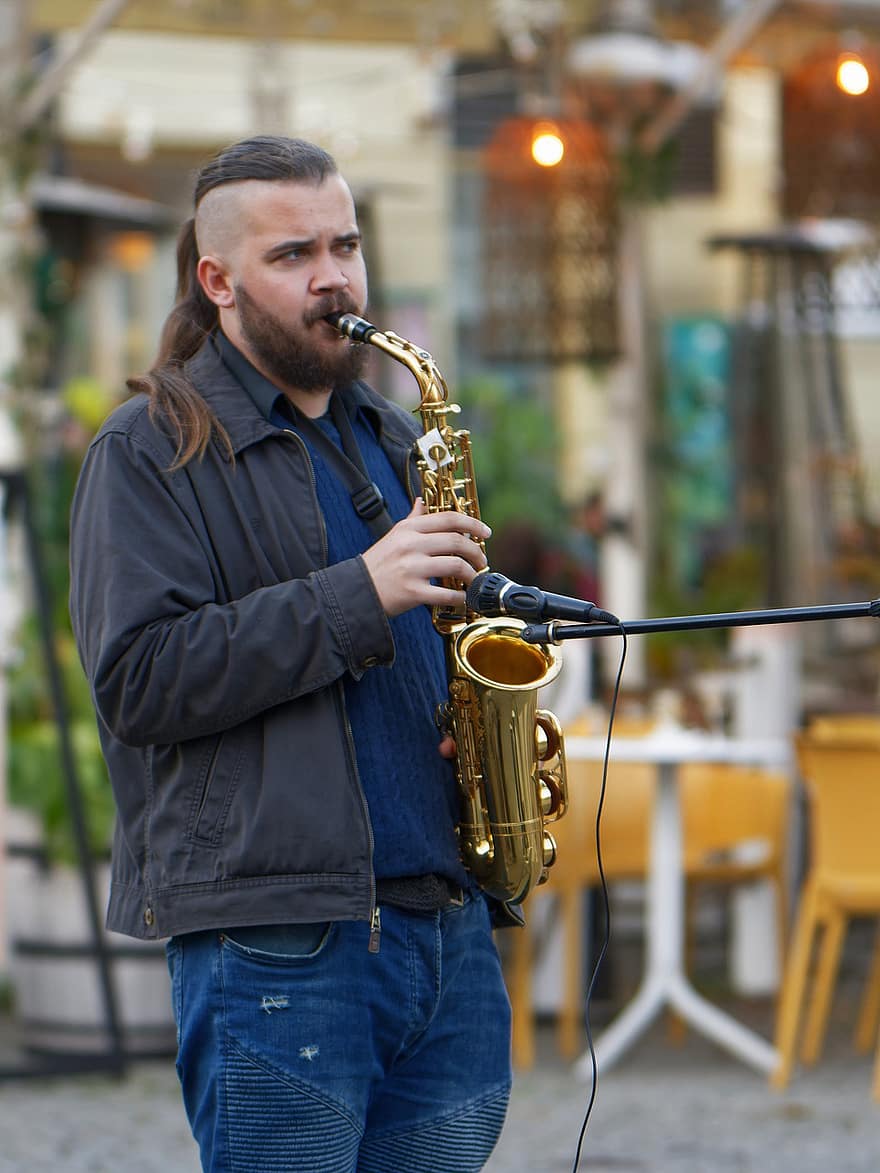 street performer, musiker, street performance, musik, saxofon, gade, by-