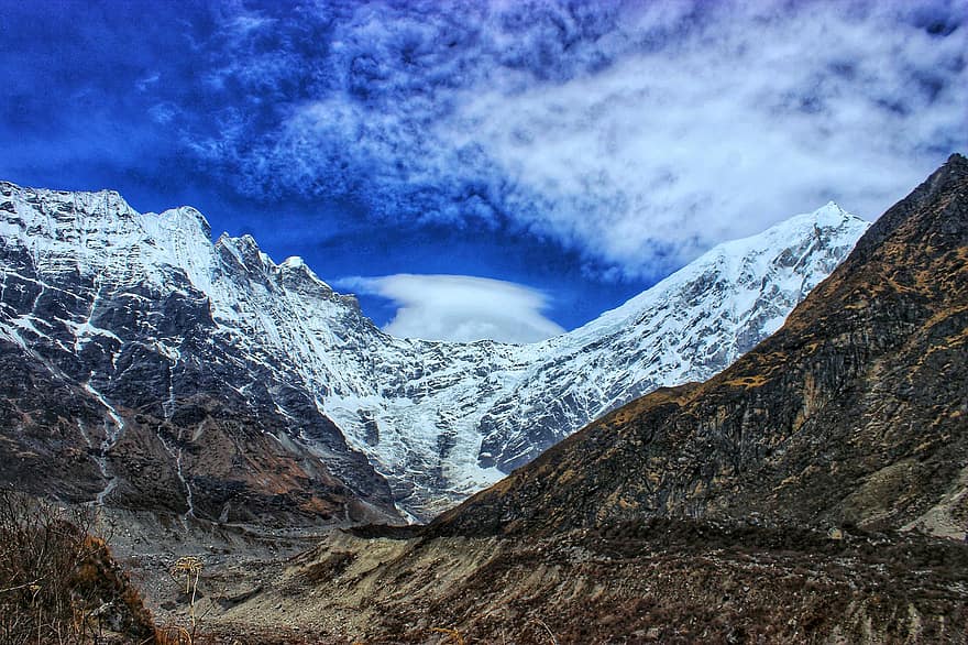 горы, снег, Гималаи, треккинг, пеший туризм, Лангтанг, Кянджин, Госайкунда, syaphrubesi, бамбук, ghodatabela