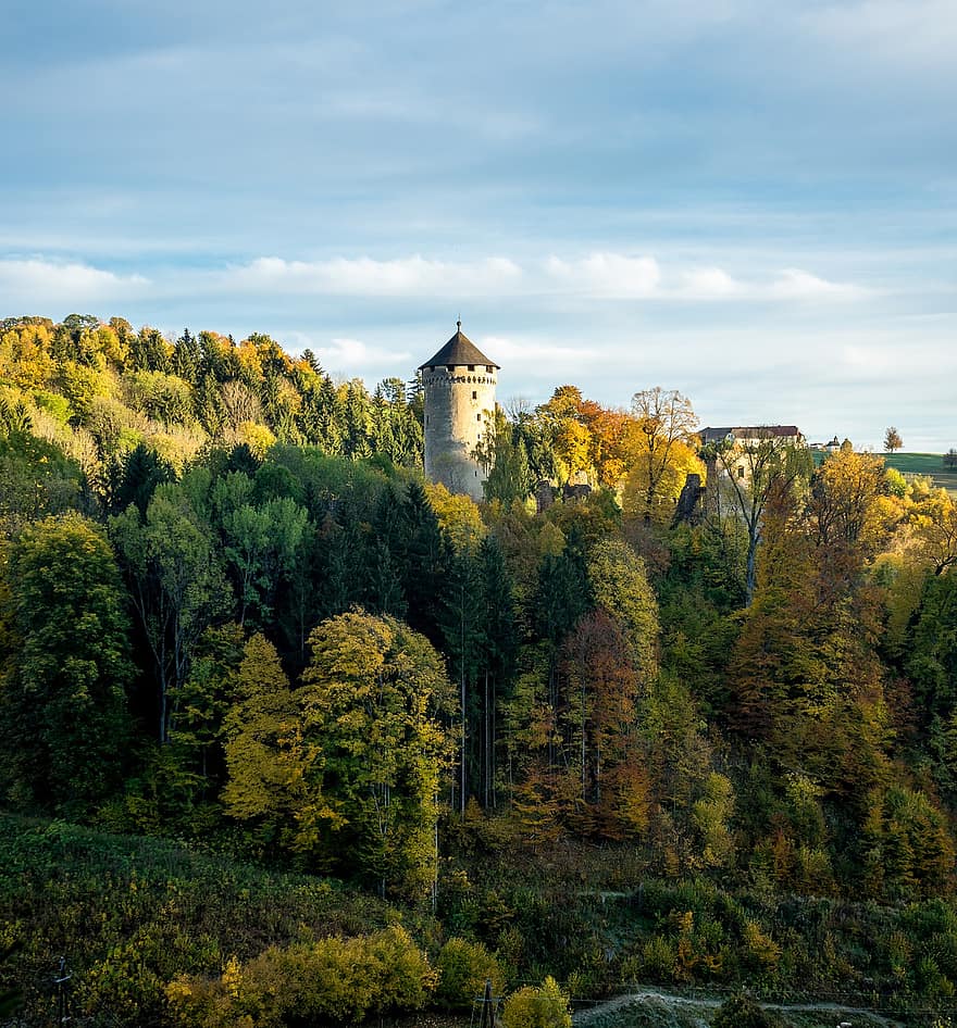 kasteel, natuur, historisch, reizen, toerisme, vallen, seizoen, Kasteel Wildberg, ridderburcht, vesting, architectuur