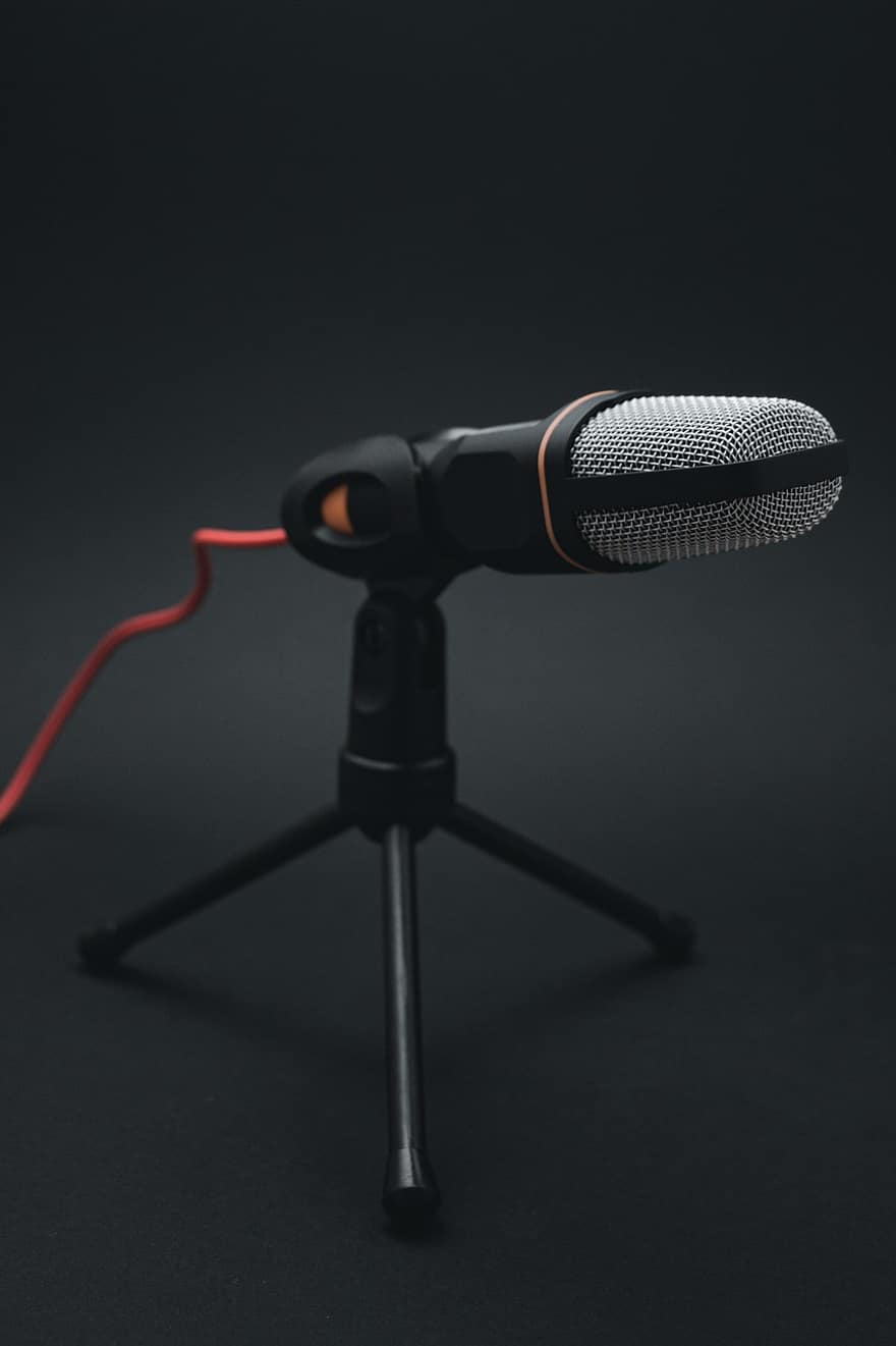 microfoon, uitrusting, gereedschap, audio, muziek-, geluid, zwart, studio