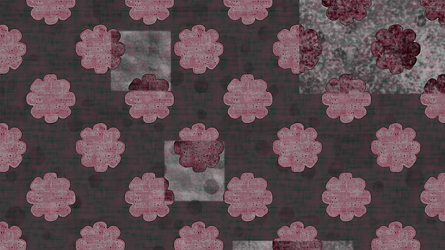 Flowers, Polka Dots, Background, Pattern, Floral, Dots, Fabric, Textile, Dramatic, Dark, Art