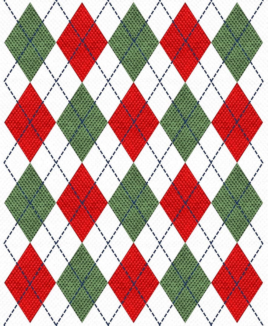 красный, зеленый, белый, вязка с узором в виде разноцветных ромбиков, флот, нить, швы, бриллиант, формы, шаблон, текстильный