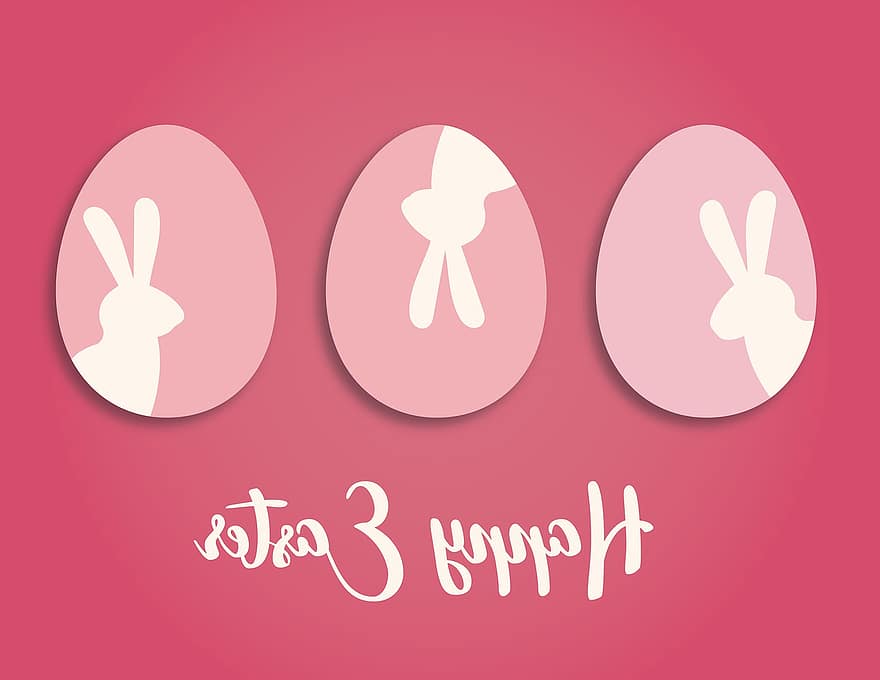 Πάσχα, Πασχαλινά αυγά, καλό Πάσχα, Χαιρετίσματα, λαγουδάκι του Πάσχα, Ιστορικό, φεστιβάλ του Πάσχα, αυγά, ροζ, άνοιξη, κάρτα