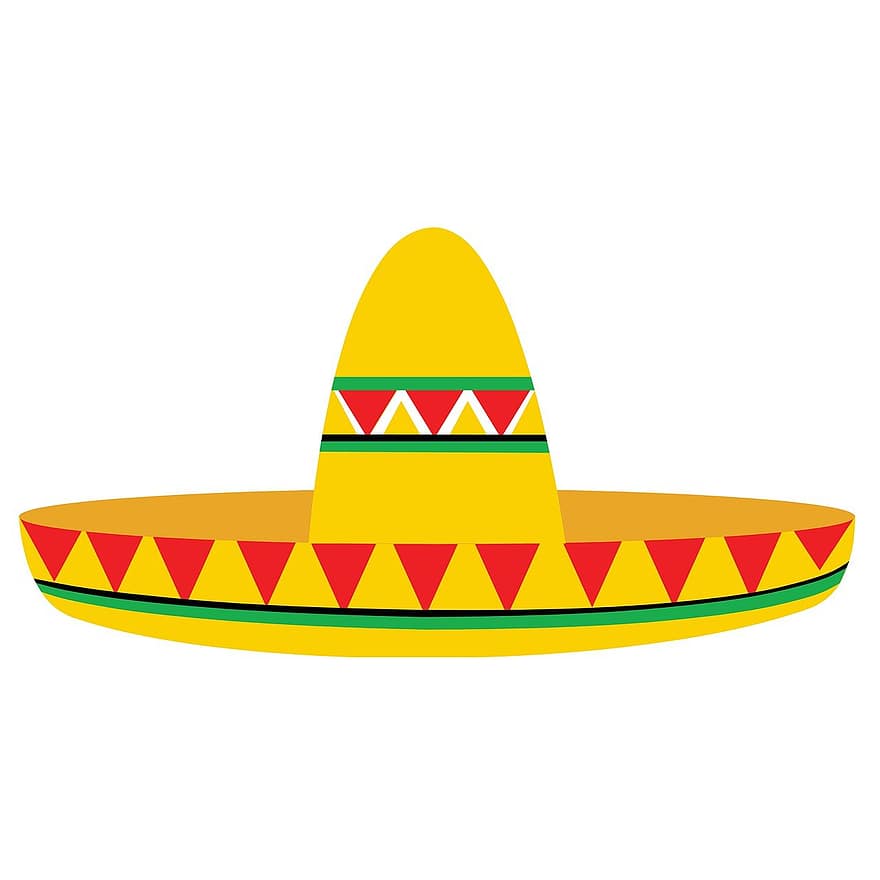 sombrero, barret, mexicà, colorit, tradicional, celebració, Amèrica Llatina, record, festa, roba, vector