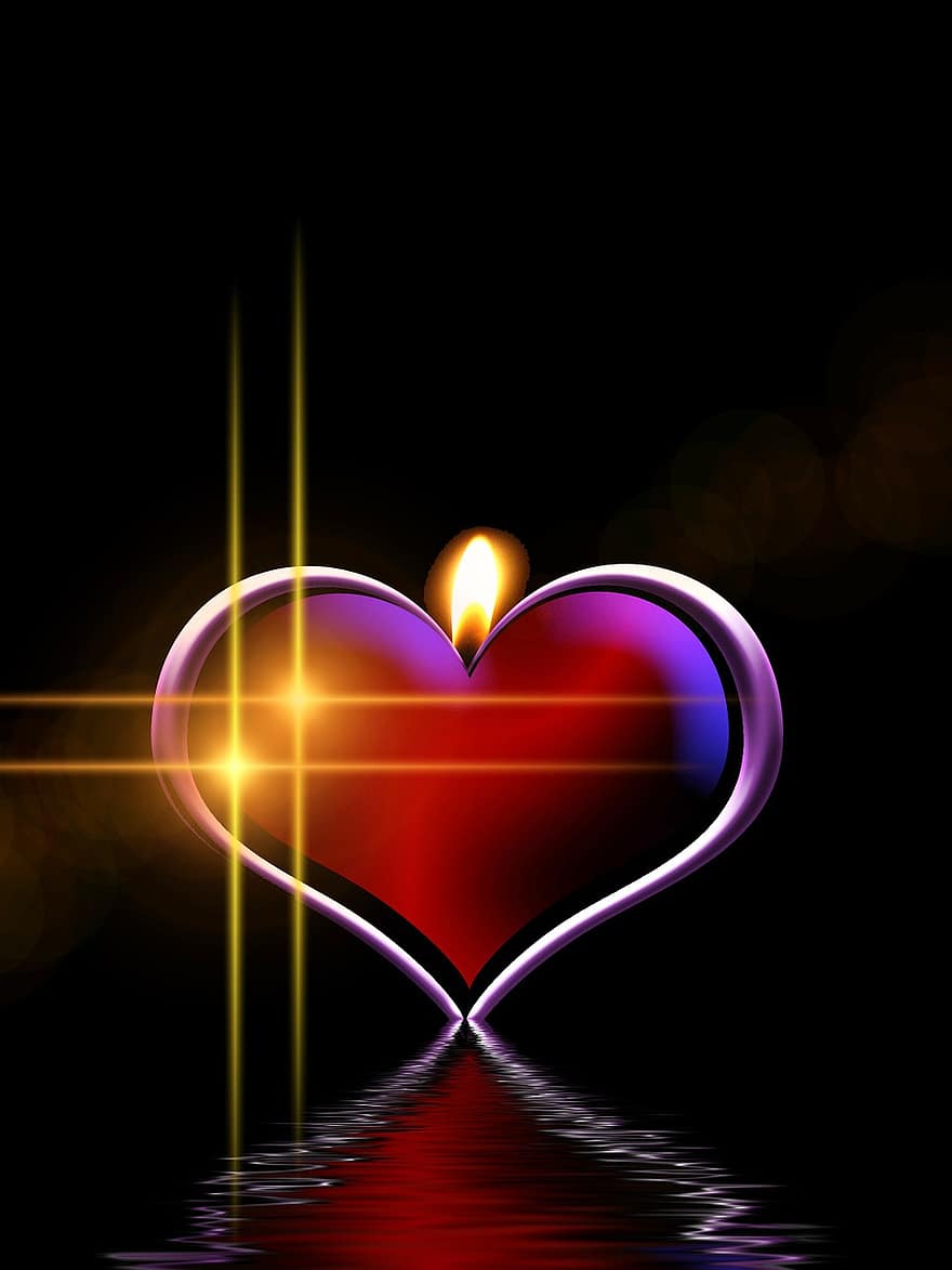 žvakė, šviesa, sąskaitą, širdis, meilė, sėkmė, santrauka, santykiai, Ačiū, sveikinimas, atvirukas