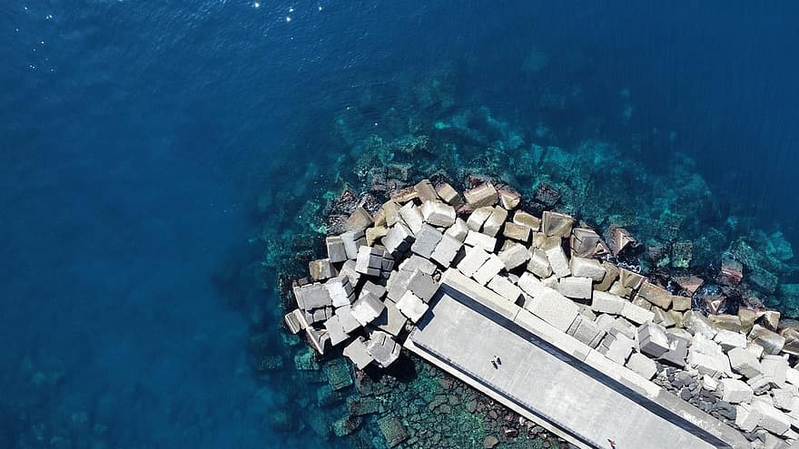 Sicilia, Italia, Puerto, mar, muelle, naturaleza, fondo, paisaje, vista aérea, agua, azul