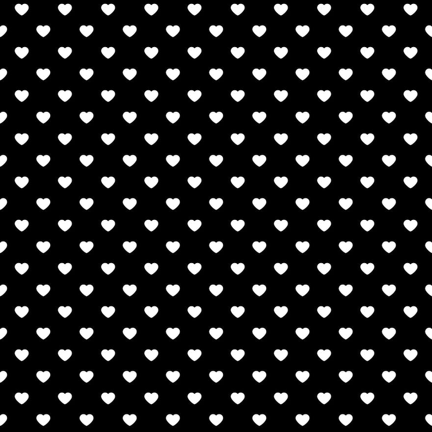 Herz, Muster, Hintergrund, Valentinstag, gestalten, geometrisch, nahtlos, schwarz, Weiß