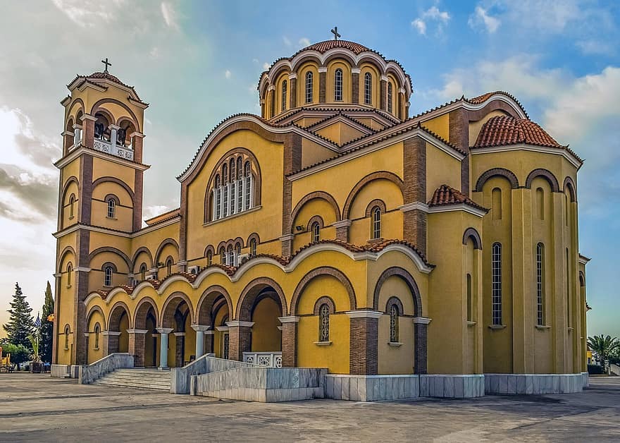 kościół, prawosławny, architektura, Cypr, paralimni, ayios dimitrios, religia