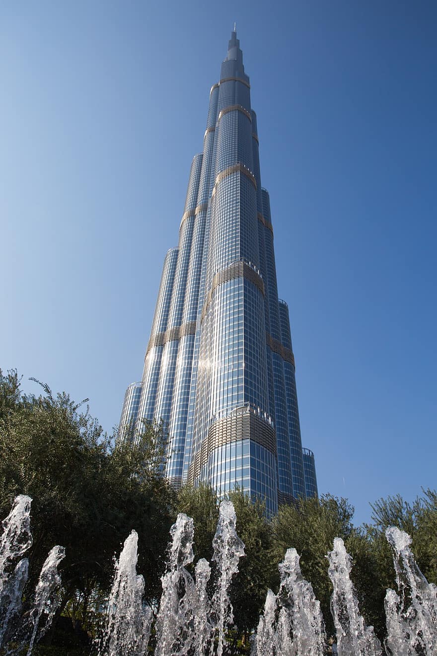 arkitektur, bybilledet, bygning, forretning, himmel, skyskraber, høj, arab, arabisk, Asien, burj khalifa