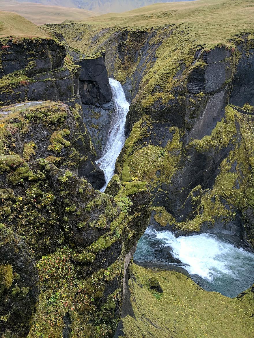 Islandia, sungai, tebing, air, air mengalir, gunung, pemandangan, perjalanan, alam, di luar rumah, indah