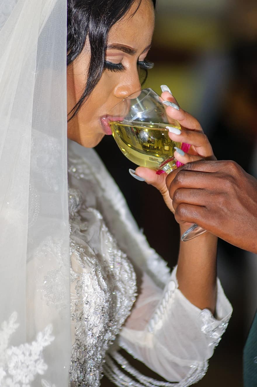 花嫁、結婚式、女性、ワイン、結婚、契約