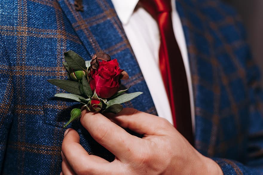 Groom, Boutonniere, men, close-up, romance, adult, love, human hand, leaf, one person, males