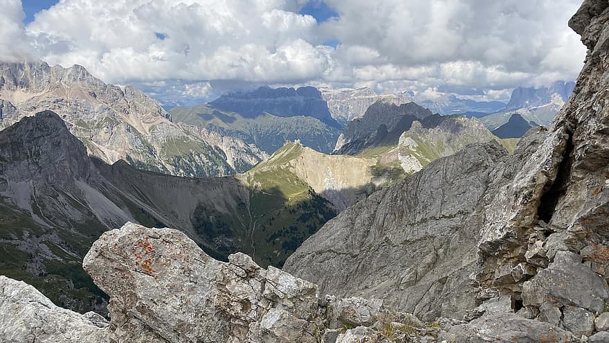 ภูเขา, ภูมิประเทศ, กลุ่ม sella, จุดสูงสุด, ประชุมสุดยอด, Dolomites, เทือกเขา, อัลไพน์, ภูเขาแอลป์, เต็มไปด้วยหิน, ทัศนียภาพ