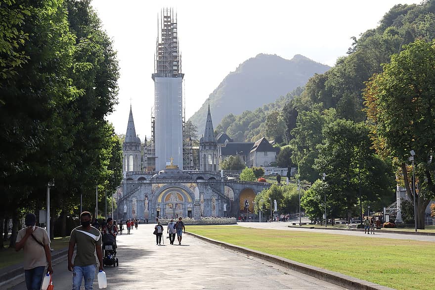 domæne, Lourdes, Frankrig, kirke, bygning, Vor Frue af Lourdes helligdom, katolsk helligdom, katolsk