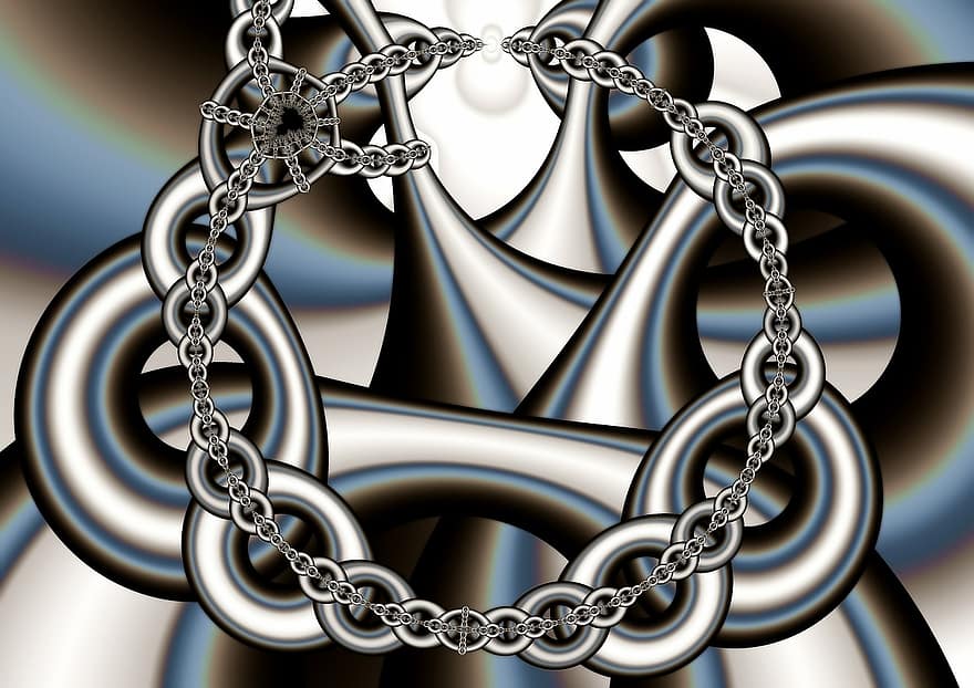 Chains, Rings, Into Each Other, Connected, Fractals, Art, Pictures, Digital Art, Abstract, Fantasy, Computer Graphics