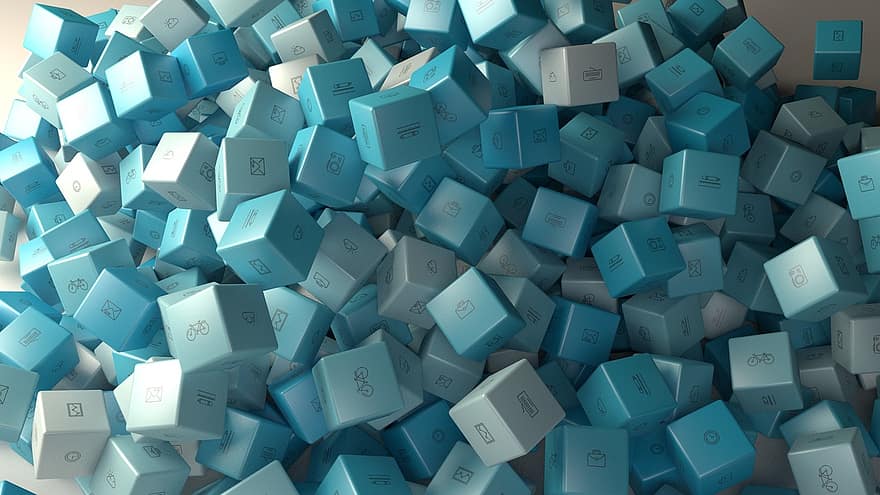 cube, au hasard, abstrait, rendre