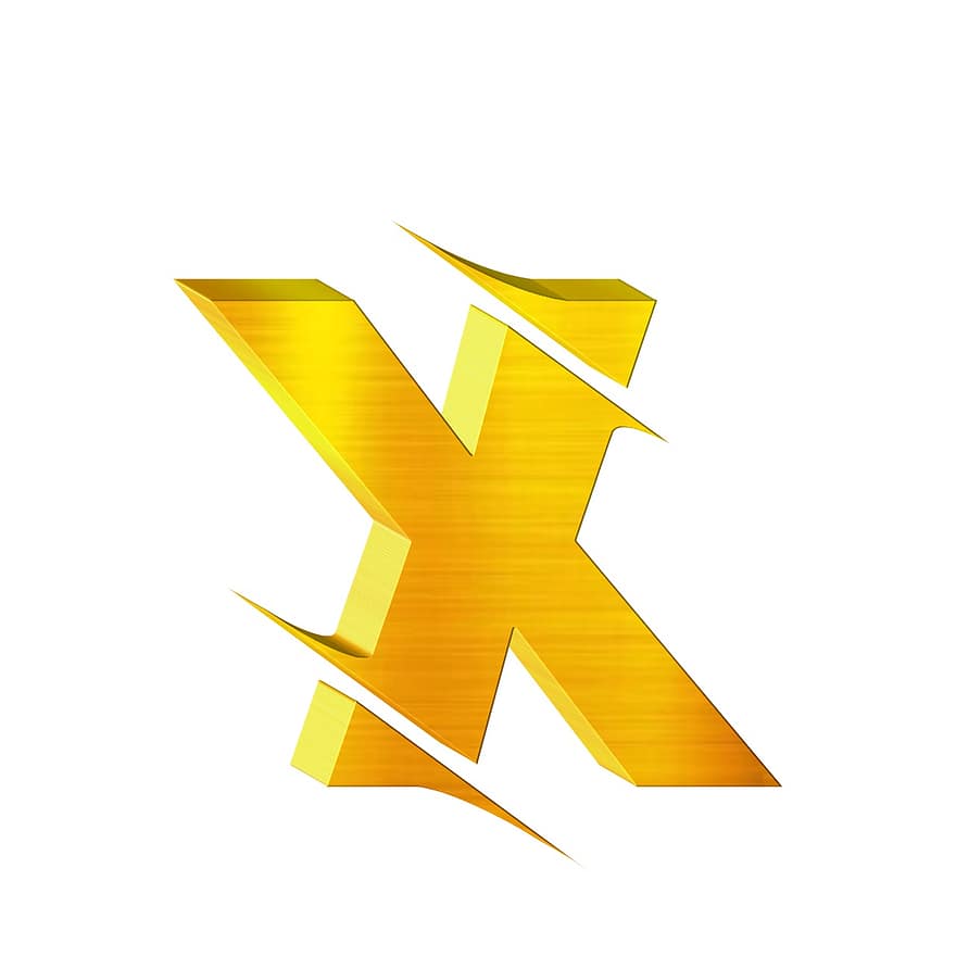 X Golden, X Goldenes Alphabet, X Goldener Buchstabe, Goldener Brief, Logo, Illustration, Alphabet, Symbol, gestalten, Design, Zeichen