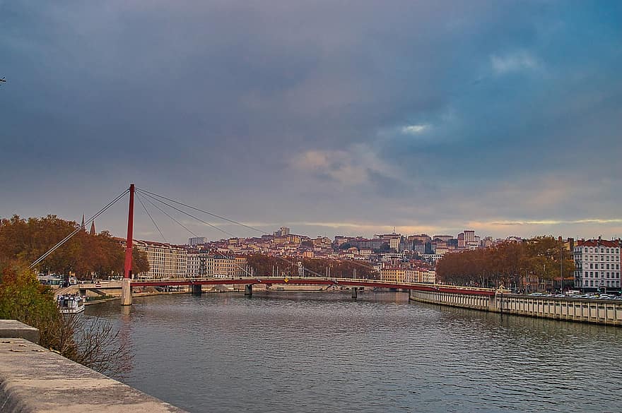 River, Bridge, Travel, Exploration, Dock, Saone, Quai De Saône, City, famous place, cityscape, architecture