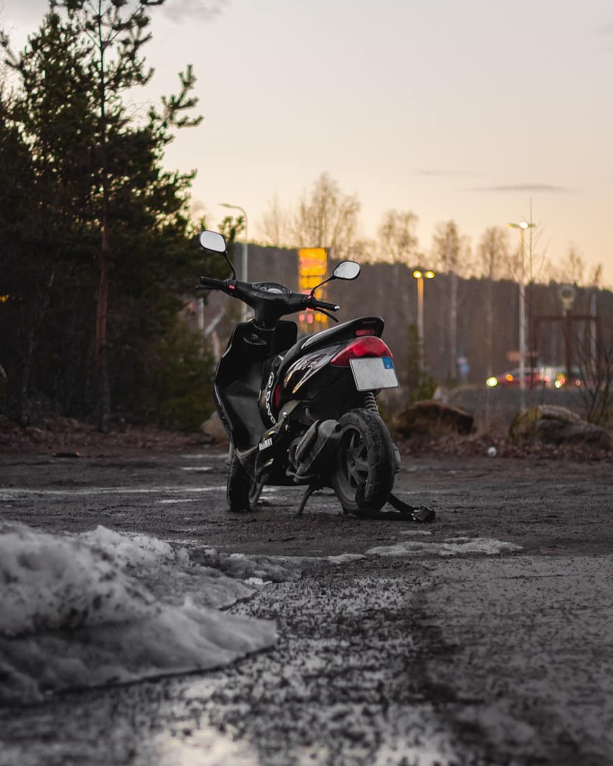 motocicleta, nieve, calle, hielo, frío, invierno, moto, estacionamiento, aparcamiento, al aire libre, baviera