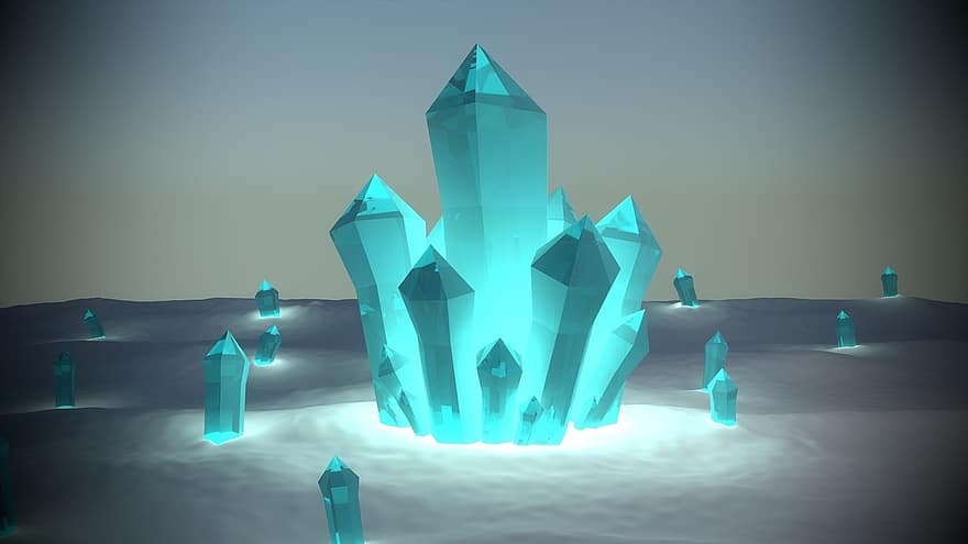 ледяной кристалл, кристалл, фантастика, магия, зима, синий