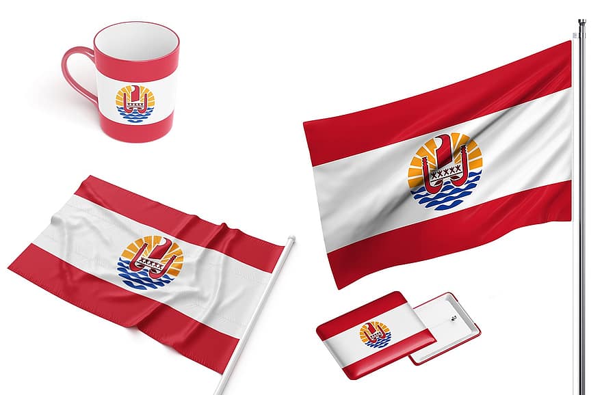 Polinesia francés, país, bandera, dependiente, nacionalidad, vaso, diseño