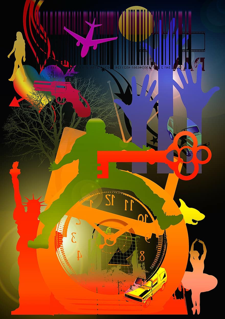 Person, Man, Dream, Tree, Aircraft, Dancer, Key, Skyline, Clock, Time, Hands