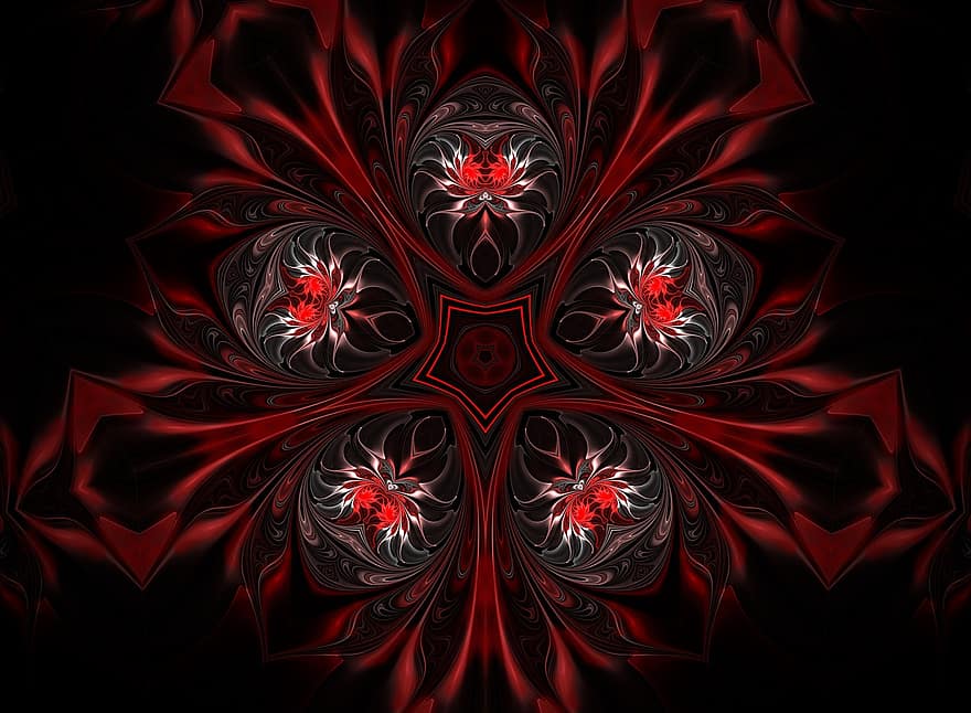 Rosette, Mandala, Kaleidoscope, Red Wallpaper, Red Background, Ornament, Wallpaper, Decor, Decorative, Symmetric, Texture