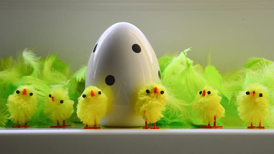 Великдень, Пасхальне яйце, пасхальне прикраса, Великодні шпалери, весна, Пухнасті курчата, святкування, Щасливого Великодня, свято, жовтий, милий