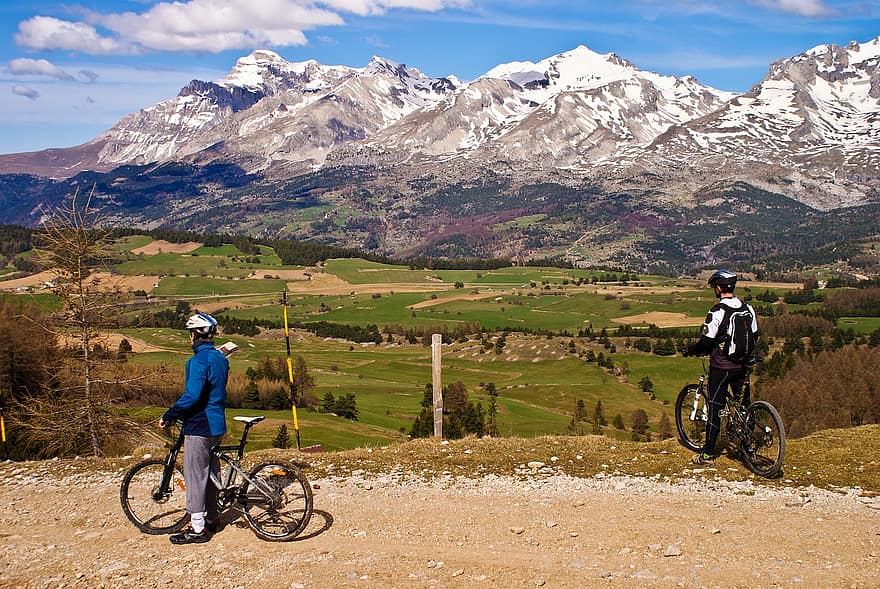 ποδήλατο, περιπέτεια, ταξίδι, σε εξωτερικό χώρο, βουνά, ποδηλασία, βουνό, άθλημα, ακραία αθλήματα, άνδρες, ποδηλασία βουνού