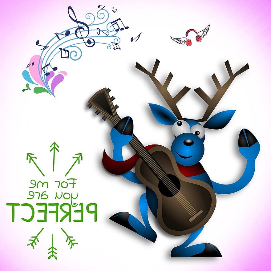 Funny Deer, Deer, Playing The Guitar, Musician, Music, Sing, Dance, Good Mood, Song, Guitar, Chorus