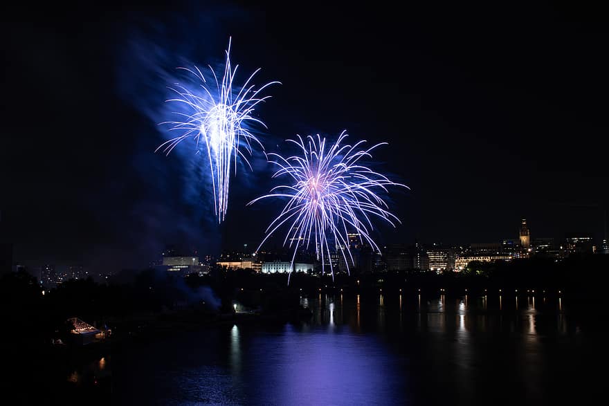 focuri de artificii, celebrare, cer, partid, vacanţă, scântei, ușoară, izbucni, abstract, noapte, an Nou