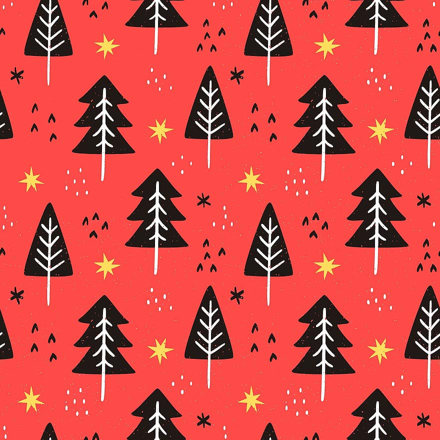 hari Natal, pohon Natal, pola, wallpaper, Latar Belakang, musim dingin, salju, bintang, pohon, pinus, pola mulus