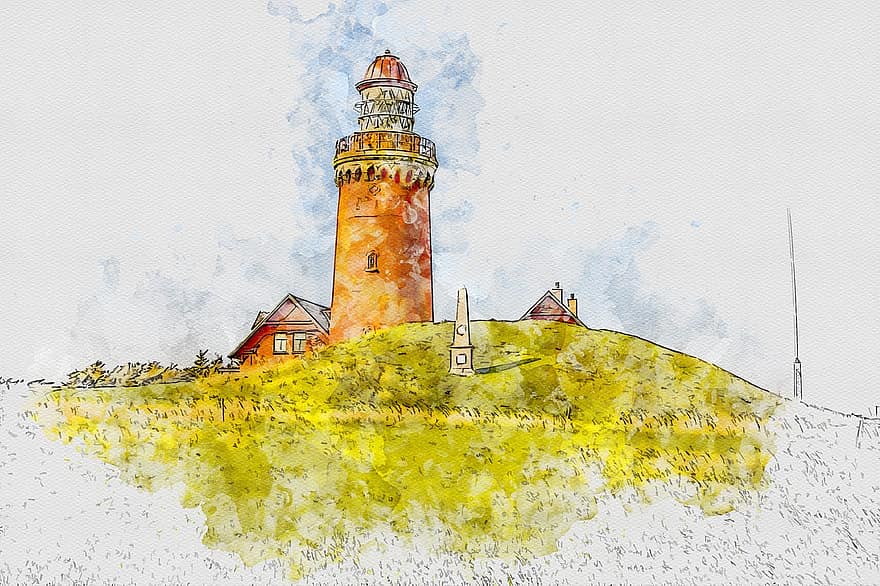 Lighthouse, Sea, Denmark, Ocean, Coast, Landscape, Landmark, Nature, Tower, Security, Warning