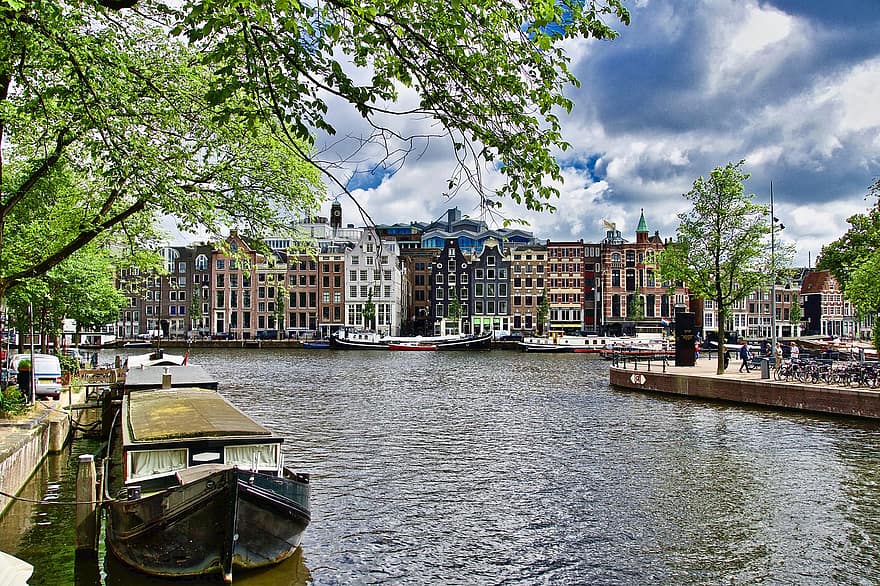 アムステルダム、運河、街並み、都市、宿舎
