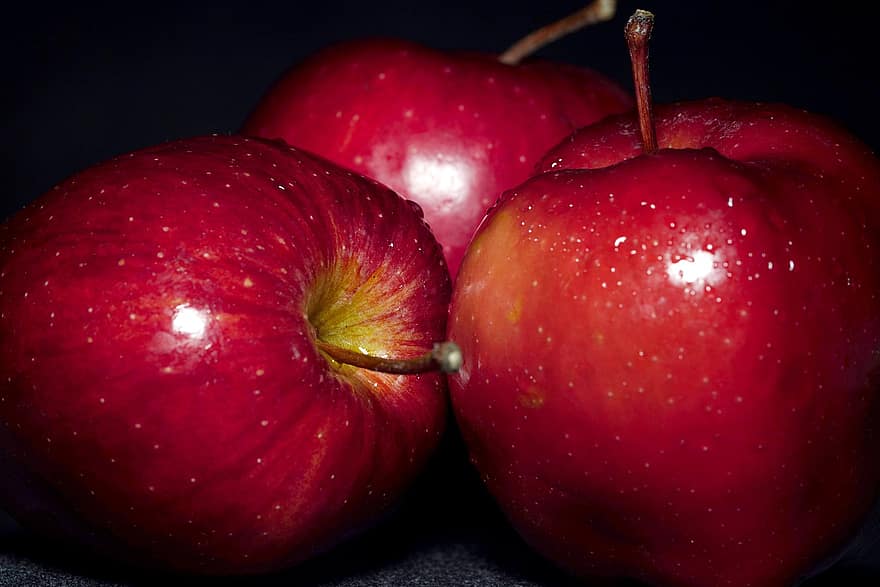 pommes, fruits, aliments, Frais, les rosées, en bonne santé, mûr, biologique, sucré